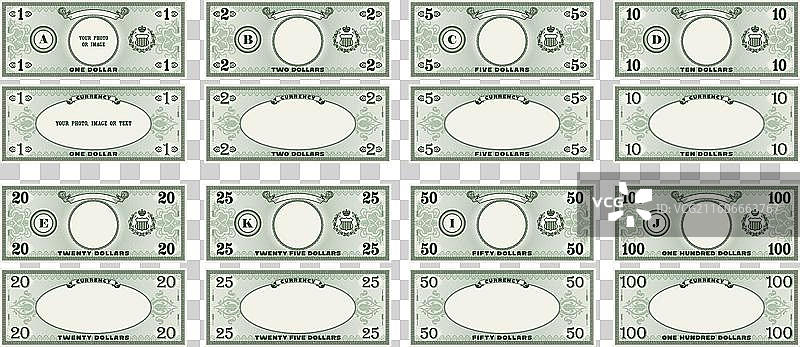 经典美元钞票游戏套装图片素材
