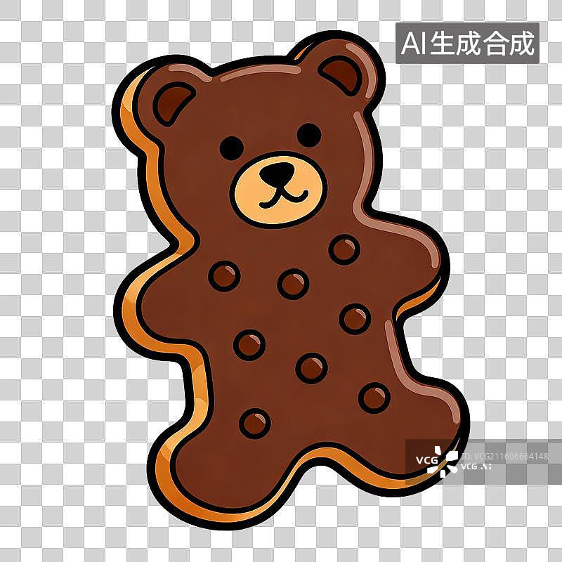 【AI数字艺术】设计简洁的巧克力小熊饼干平面插画图片素材
