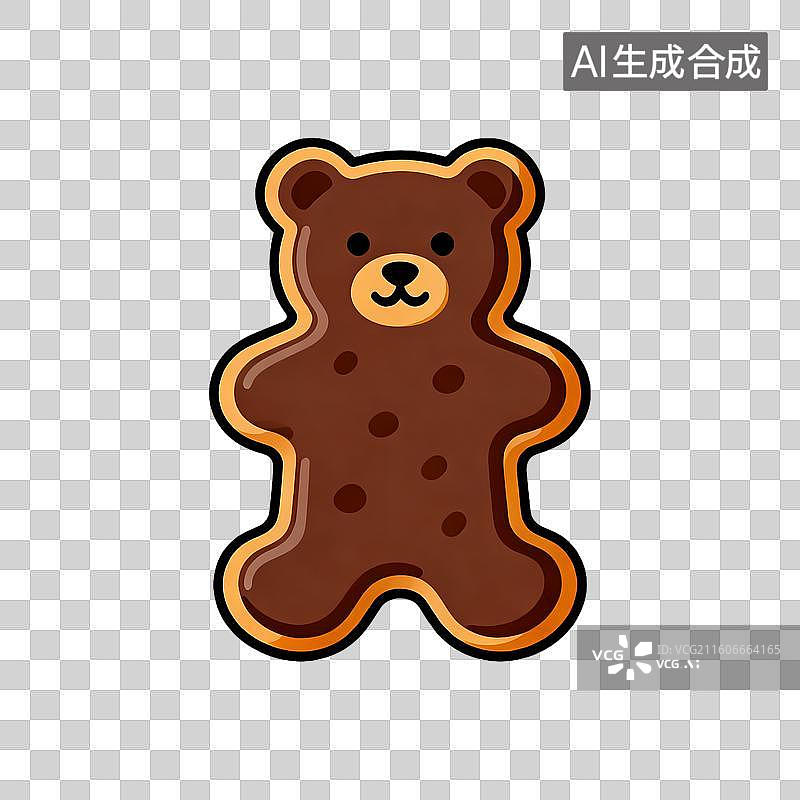 【AI数字艺术】设计简洁的巧克力小熊饼干平面插画图片素材