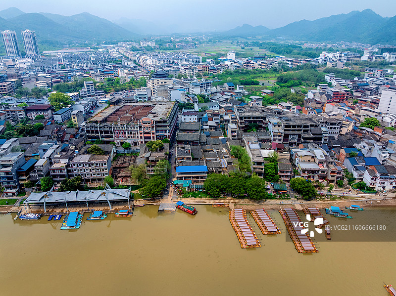 中国广西桂林灵川县大圩古镇航拍风光图片素材