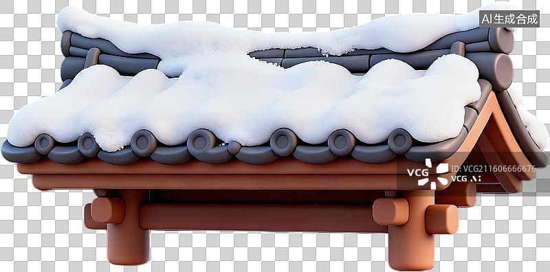 【AI数字艺术】积雪覆盖的传统屋檐图片素材