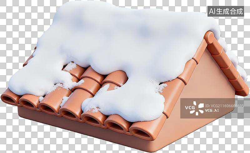 【AI数字艺术】积雪覆盖的瓦片屋顶图片素材