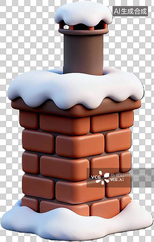 【AI数字艺术】积雪覆盖的砖砌烟囱图片素材