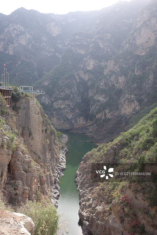 陕西省咸阳市泾阳县郑国渠泾河大峡谷：郑国湖浮云台图片素材