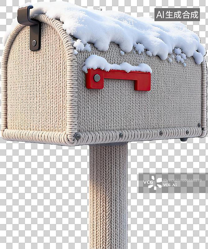 【AI数字艺术】针织包裹邮筒积雪冬景图片素材
