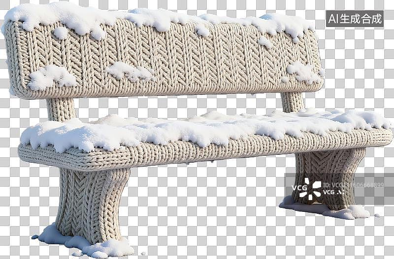 【AI数字艺术】雪覆盖的针织长椅图片素材