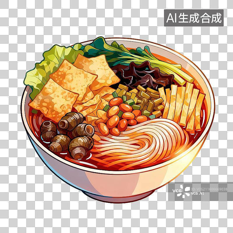 【AI数字艺术】螺蛳粉美食插画图片素材