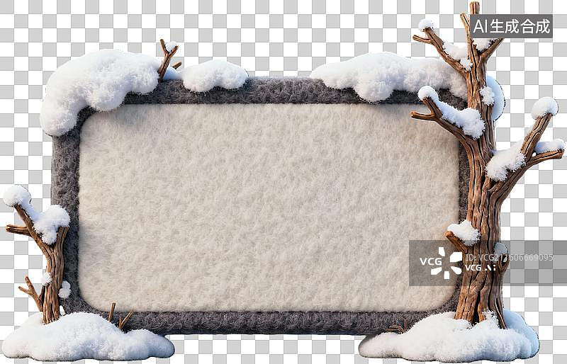 【AI数字艺术】雪景装饰边框图片素材
