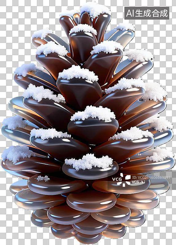 【AI数字艺术】雪覆松果特写图片素材