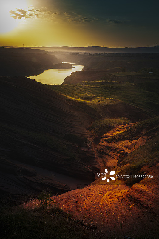 靖边波浪沟晨曦图片素材