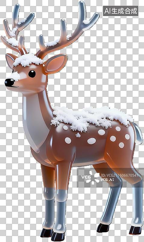 【AI数字艺术】卡通鹿身披白雪可爱形象图片素材