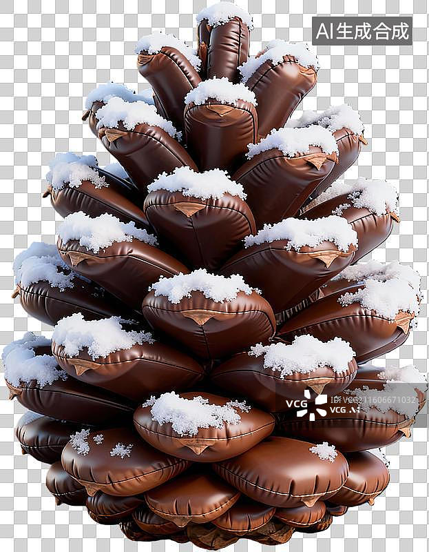 【AI数字艺术】雪覆松果特写图片素材