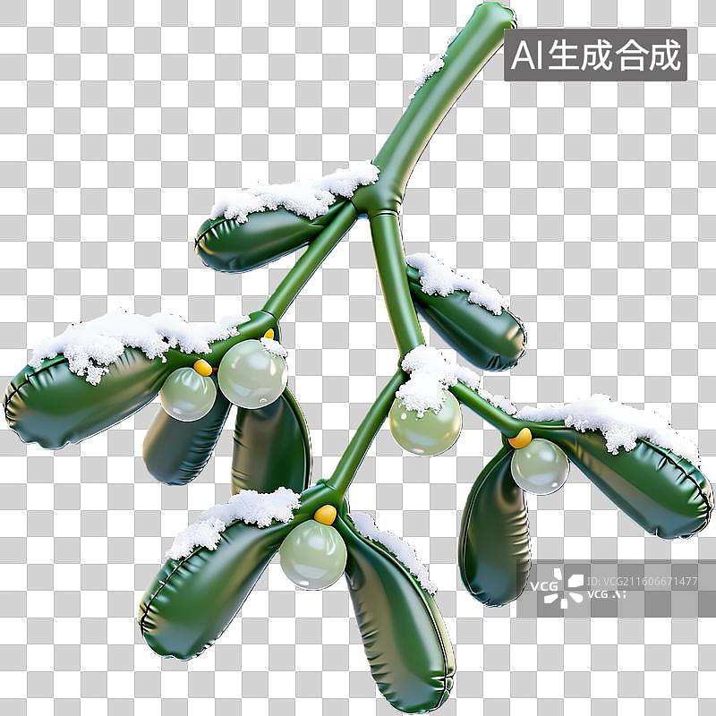 【AI数字艺术】雪覆绿叶果实挂枝头图片素材