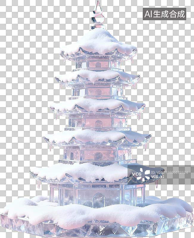 【AI数字艺术】冰雪雕塔冬季景观图片素材