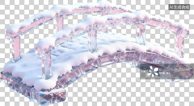 【AI数字艺术】冰雪覆盖的透明拱桥图片素材