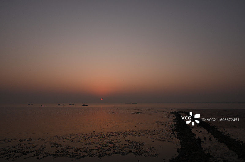 浙江省嘉兴市海盐县观海园日出图片素材