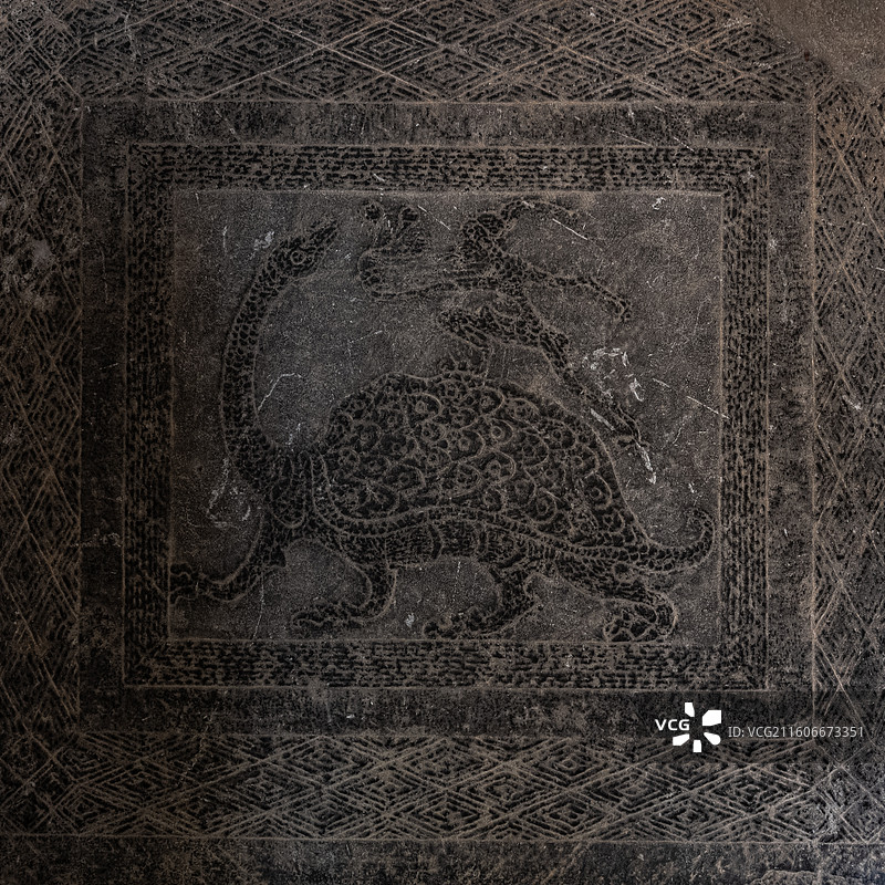 曲阜孔庙 神庖汉画像石二展室 1937年出土于曲阜韩家铺的双室石椁墓图片素材