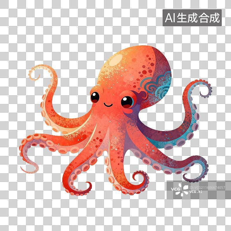 【AI数字艺术】章鱼插画图片素材