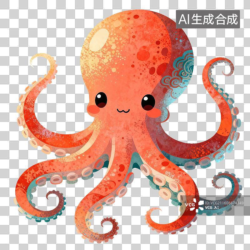 【AI数字艺术】章鱼插画图片素材