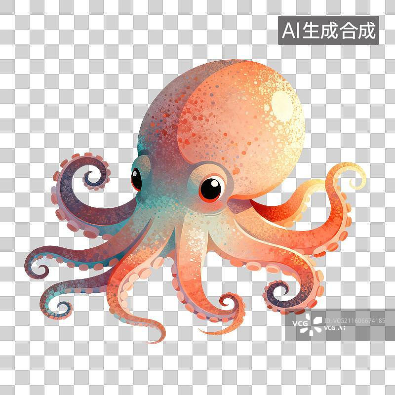 【AI数字艺术】章鱼插画图片素材