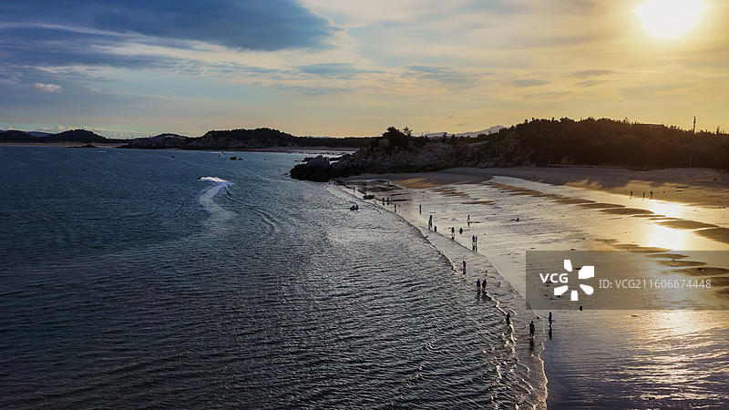 航拍福建平潭岛南线坛南湾象鼻湾沙滩海景图片素材