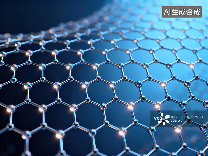 【AI数字艺术】石墨烯分子结构特写图片素材