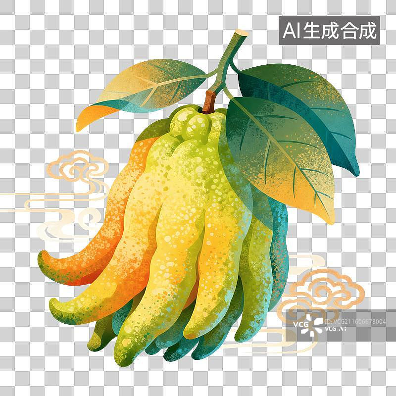 【AI数字艺术】佛手果实插画图片素材
