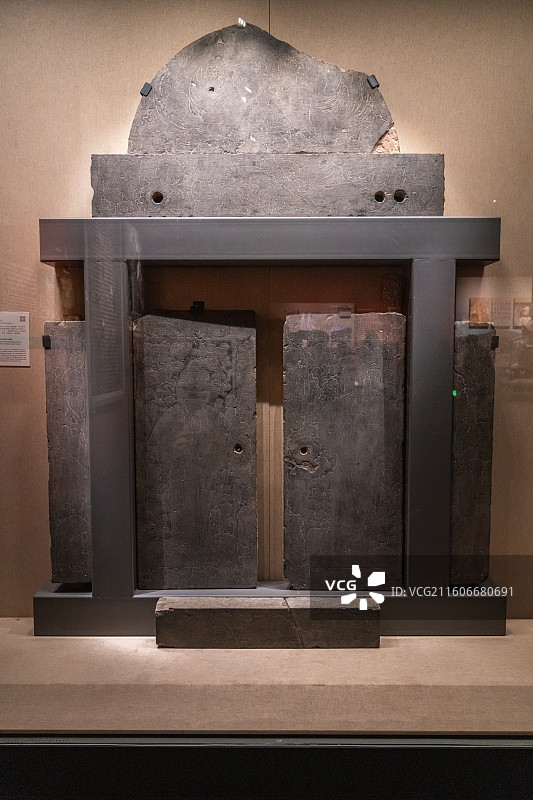 石刻墓门（唐开元十九年）河南博物院藏 2001年伊川县彭婆乡卢正容夫妇墓出土图片素材