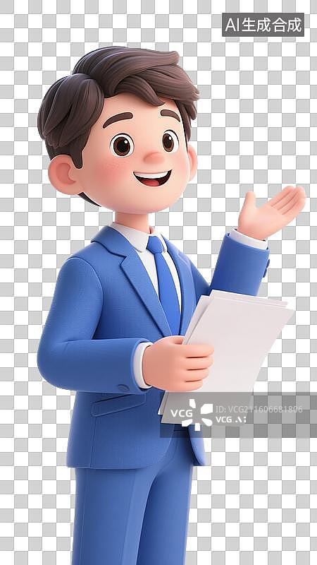 【AI数字艺术】3D人物职业经理人元素图片素材