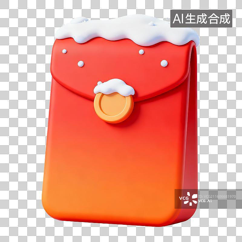 【AI数字艺术】3D冰雪覆盖积雪红包装饰元素图片素材