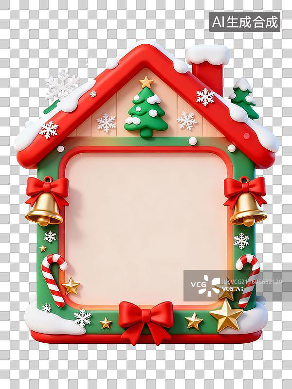 【AI数字艺术】3D冰雪覆盖积雪圣诞节装饰元素图片素材