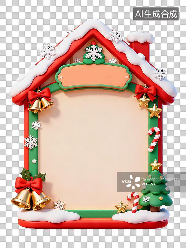 【AI数字艺术】3D冰雪覆盖积雪圣诞节装饰元素图片素材