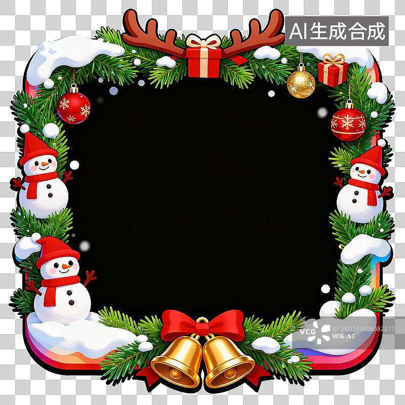 【AI数字艺术】3D冰雪覆盖积雪圣诞节装饰元素图片素材