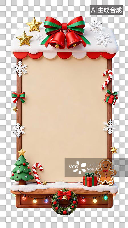 【AI数字艺术】3D冰雪覆盖积雪圣诞节装饰元素图片素材