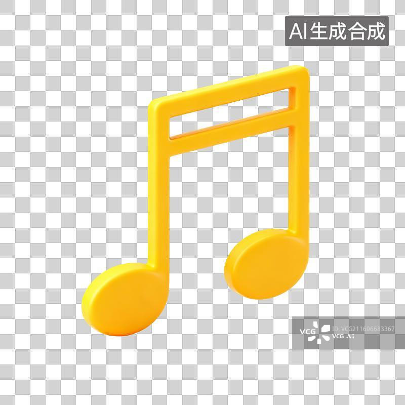 【AI数字艺术】鲜亮色3D全音符插画图片素材