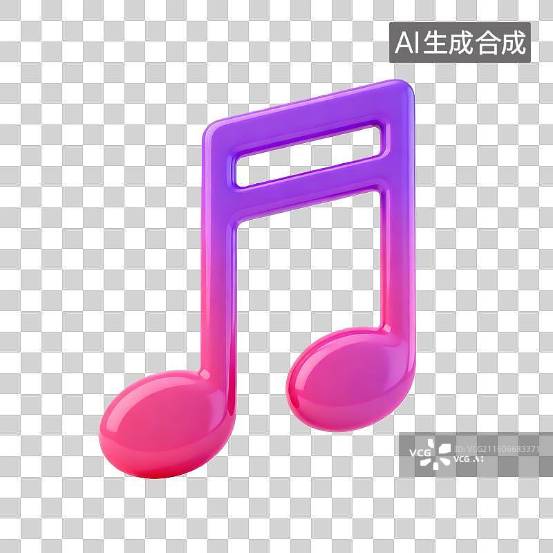 【AI数字艺术】鲜亮色3D全音符插画图片素材