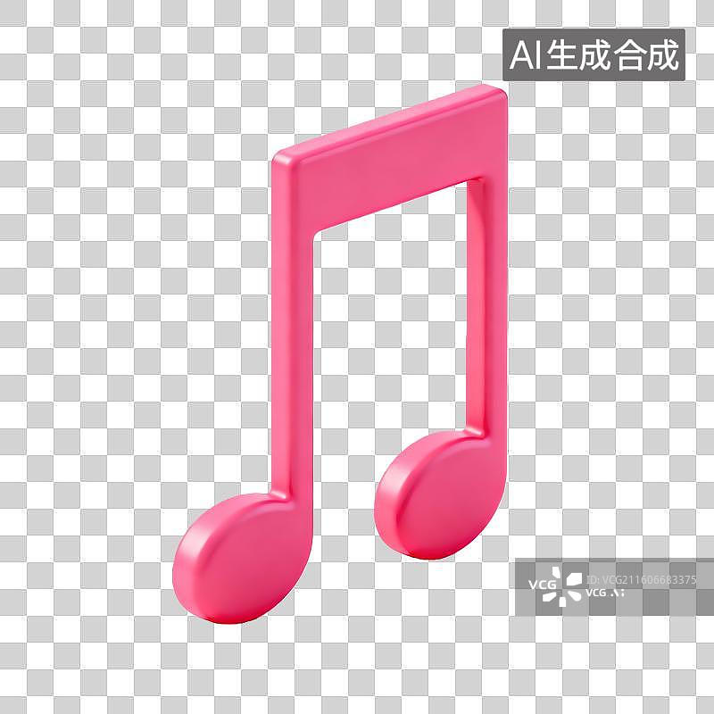 【AI数字艺术】鲜亮色3D全音符插画图片素材