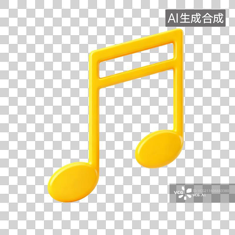 【AI数字艺术】鲜亮色3D全音符插画图片素材