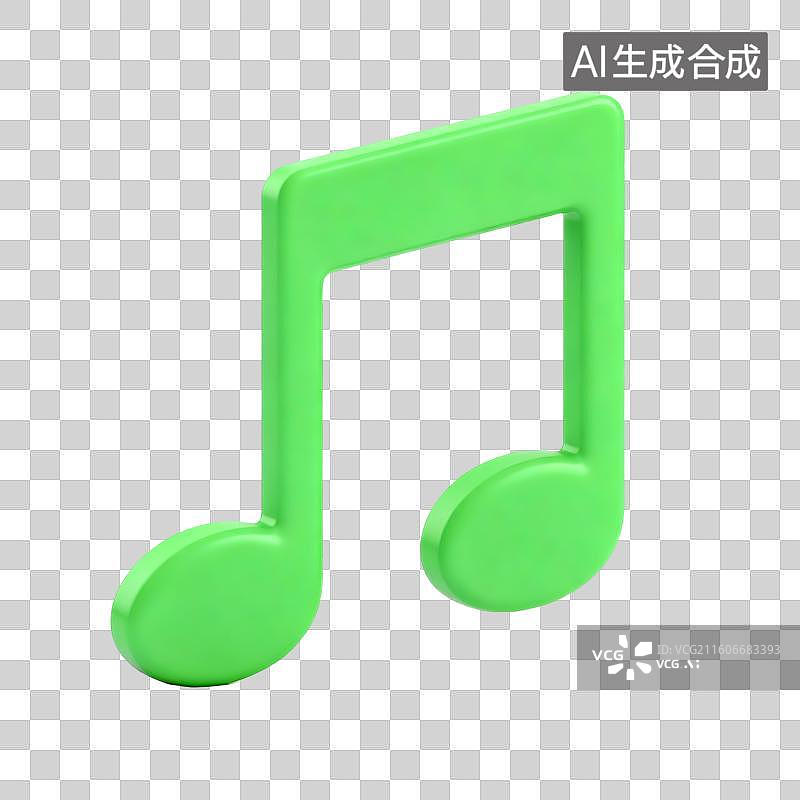 【AI数字艺术】鲜亮色3D全音符插画图片素材