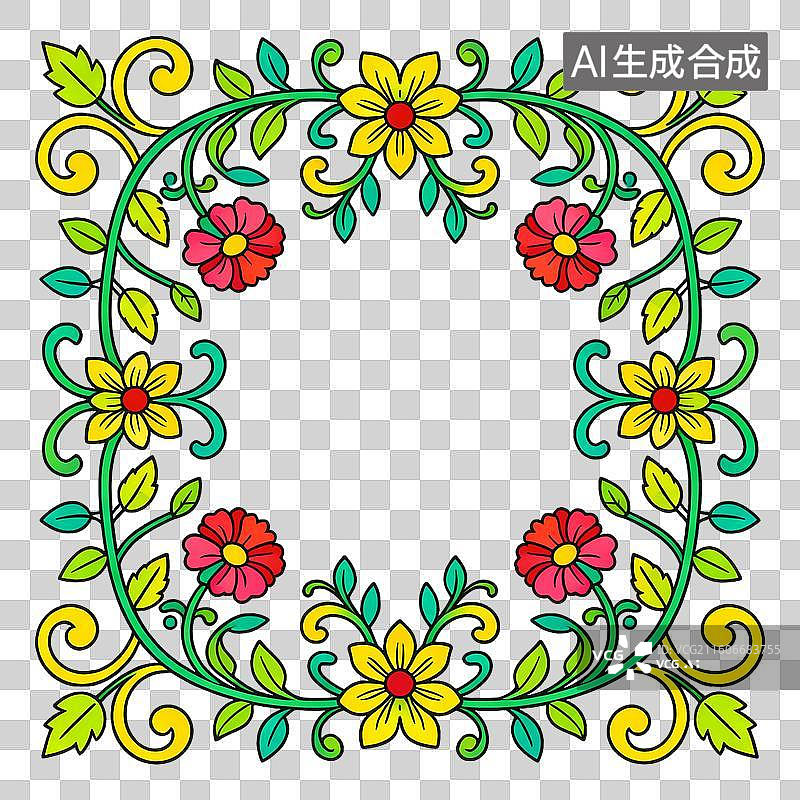 【AI数字艺术】巴洛克风格大马士革花纹平面插画图片素材