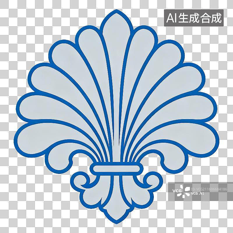 【AI数字艺术】对称巴洛克风格西方传统棕榈纹平面插画图片素材