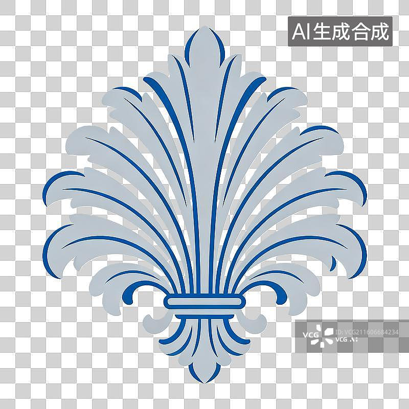 【AI数字艺术】对称巴洛克风格西方传统棕榈纹平面插画图片素材