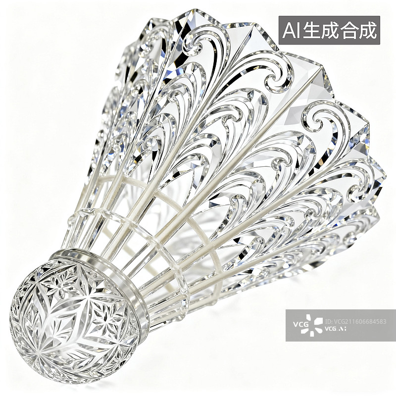 【AI数字艺术】水晶羽毛球艺术造型图片素材
