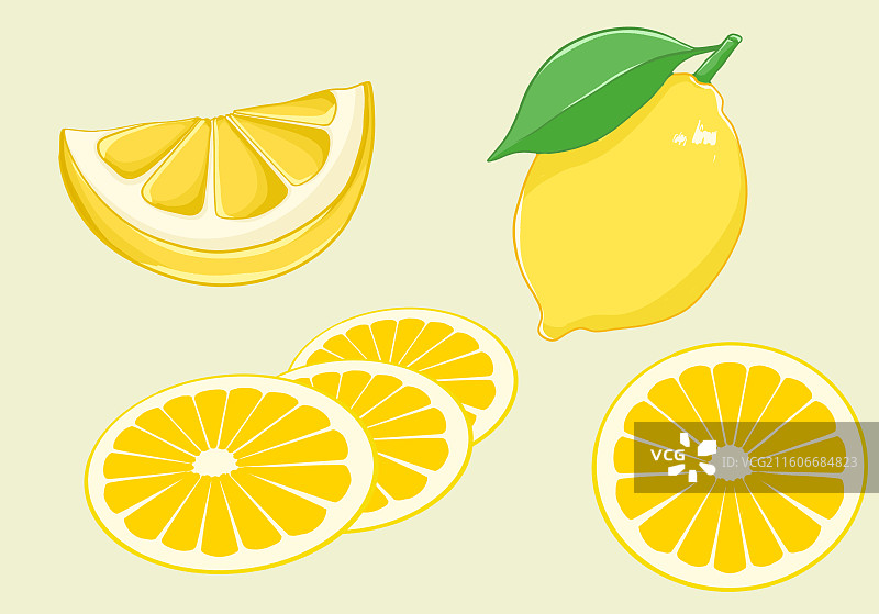 扁平风水果元素多种形态的柠檬图片素材