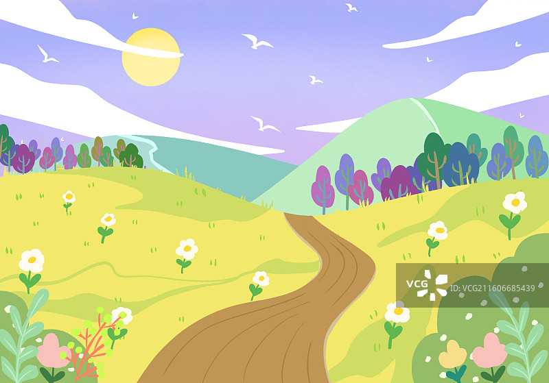 扁平风旅游户外自然背景插画图片素材