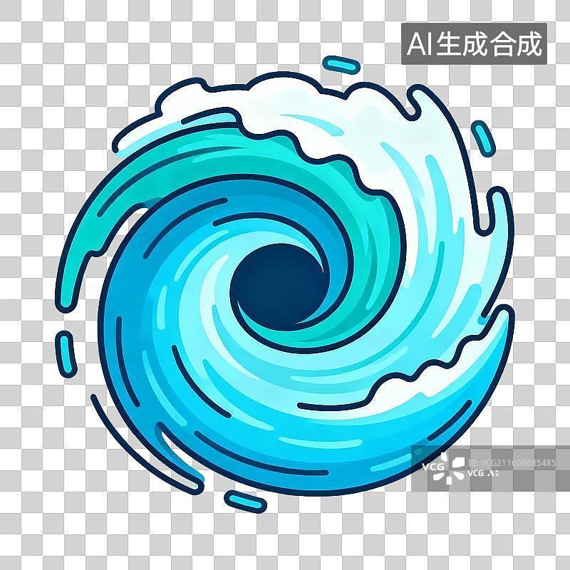 【AI数字艺术】鲜亮颜色自然水体旋涡简洁平面插画图片素材
