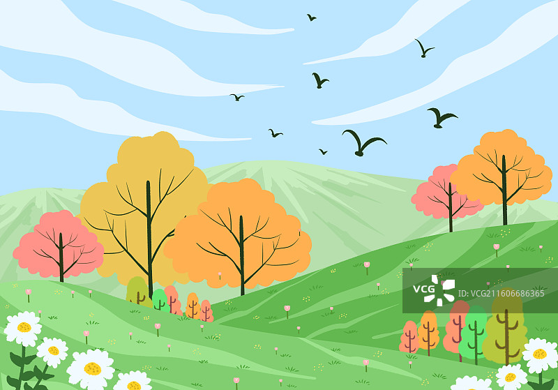 扁平风旅游户外背景插画海边设计图片素材