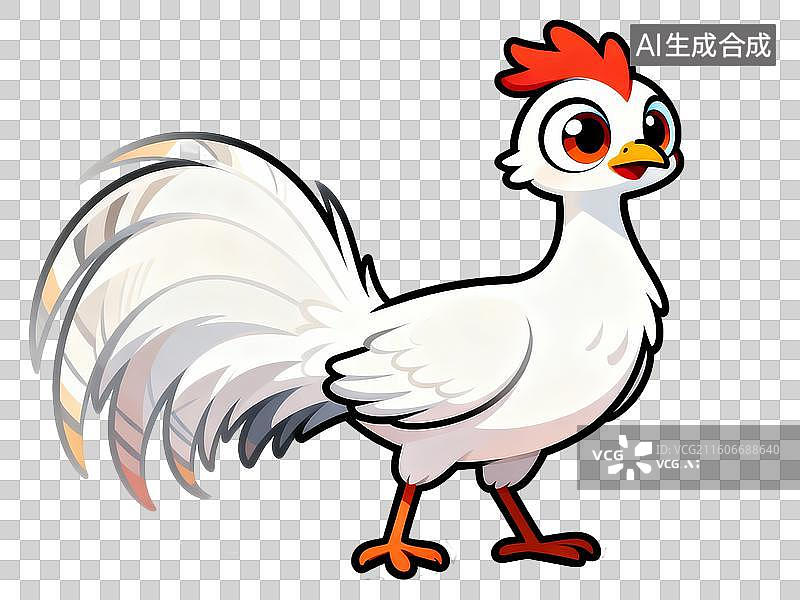 【AI数字艺术】夸张大眼睛白鹇卡通插画图片素材