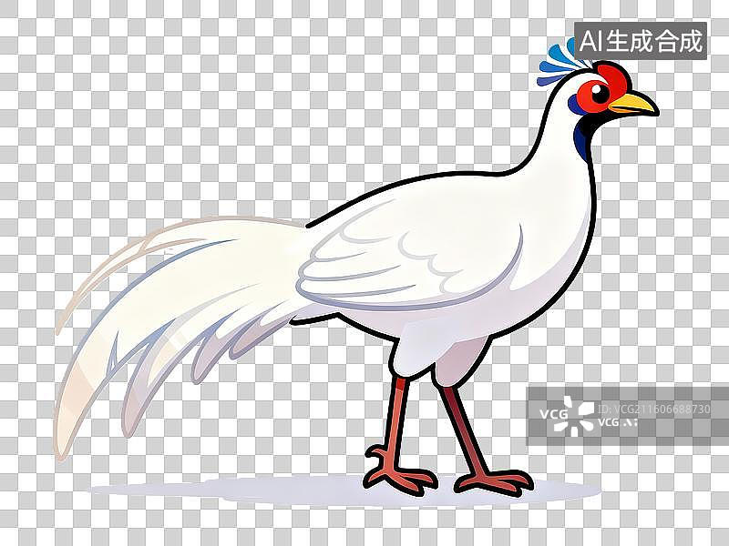 【AI数字艺术】夸张风格白鹇卡通全身像插画图片素材