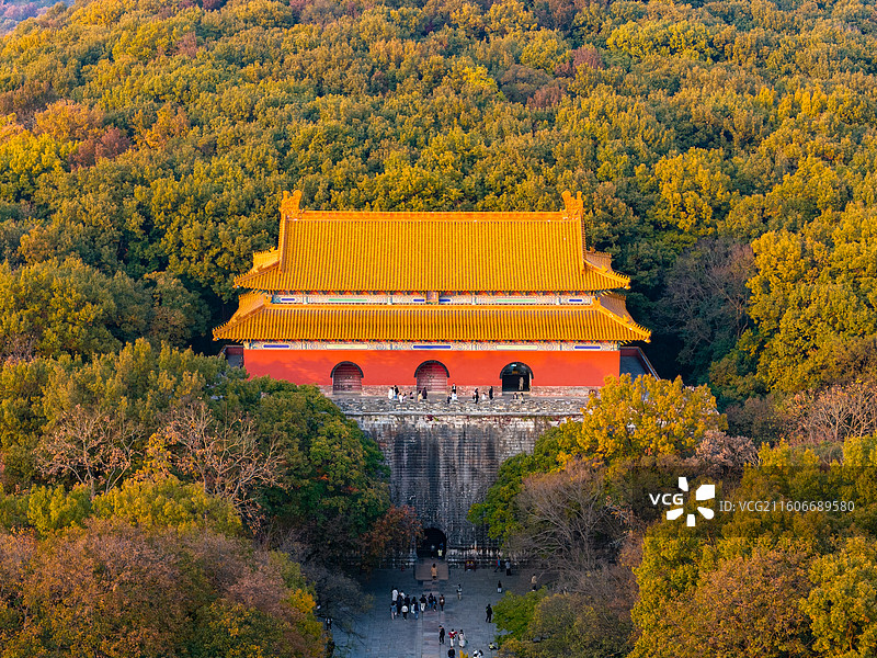 航拍秋天的南京明孝陵秋季风光图片素材
